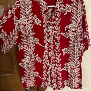Red Floral Hawaiian Shirt S